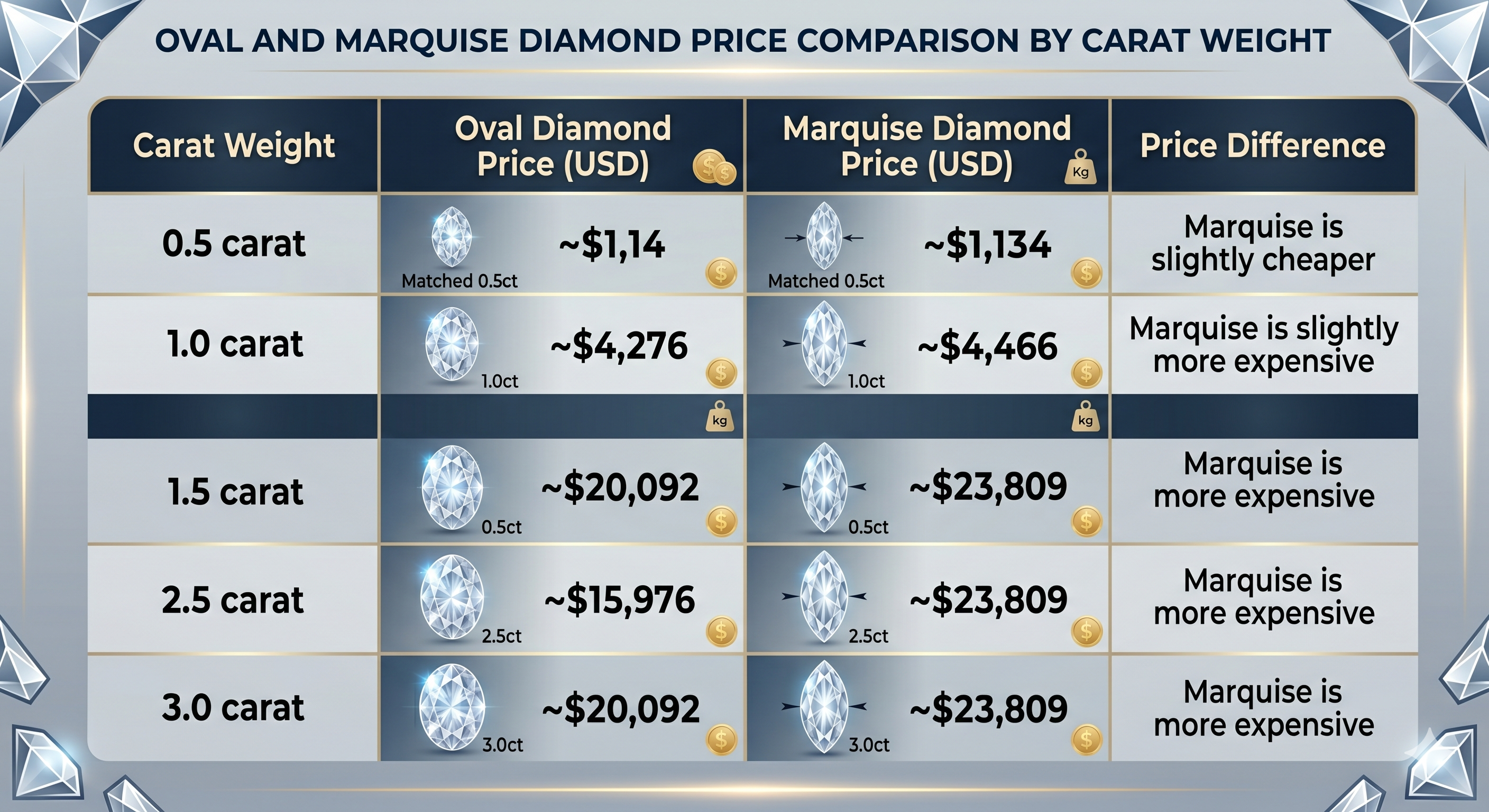oval and marquise diamond price